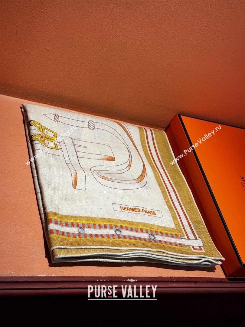 Hermes Cashmere Silk Shawl 140 Scarf H11209 Beige 2026 (A-26011209)