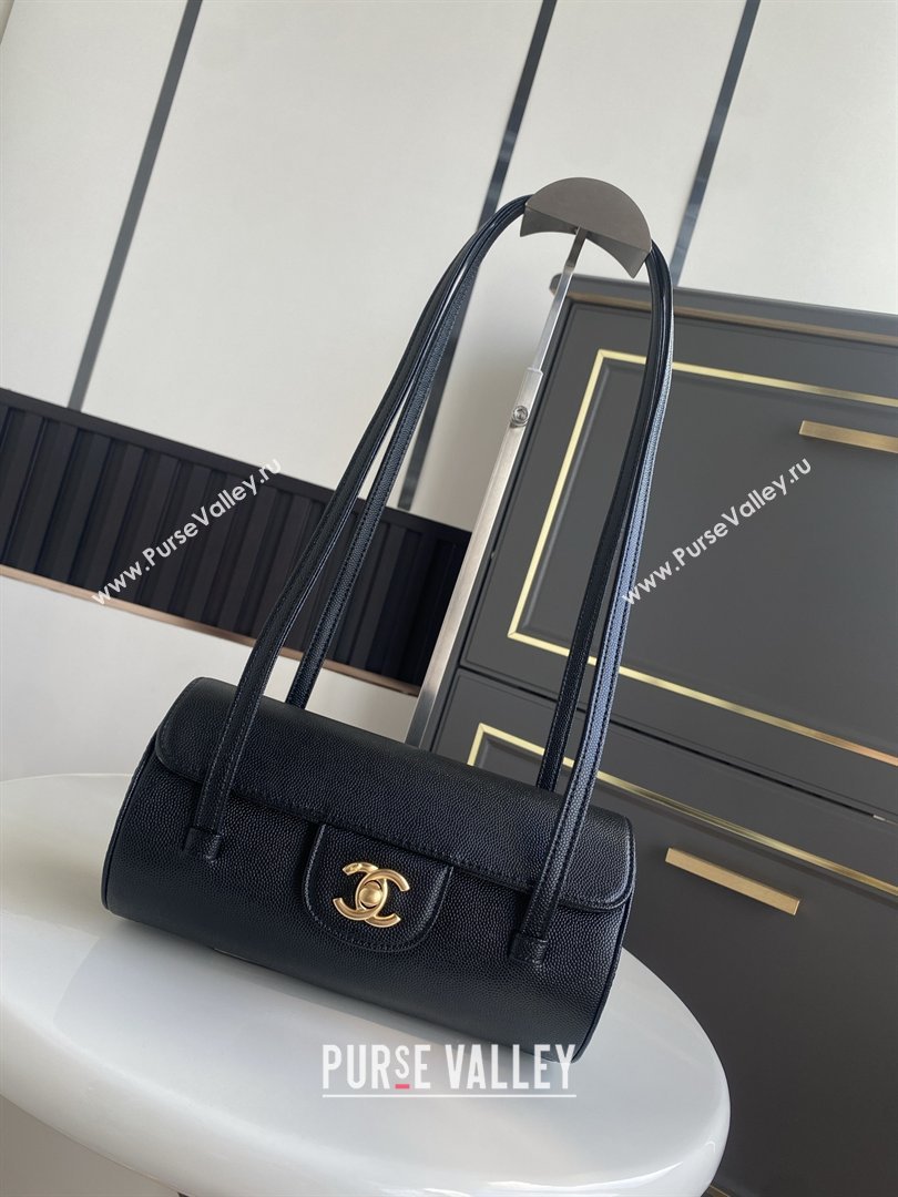 Chanel Small Bowling Bag in Black Grained Shiny Calfskin AS6143 Spring-Summer 2026 (GANEN-26021209)
