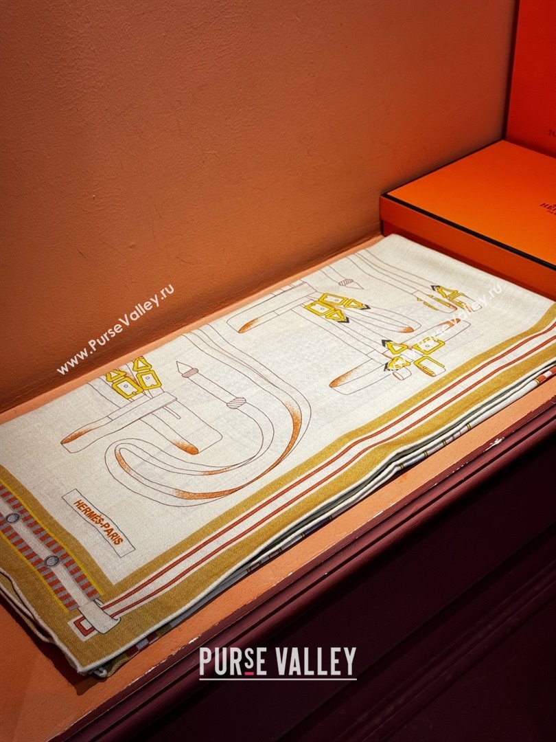 Hermes Cashmere Silk Shawl 140 Scarf H11209 Beige 2026 (A-26011209)