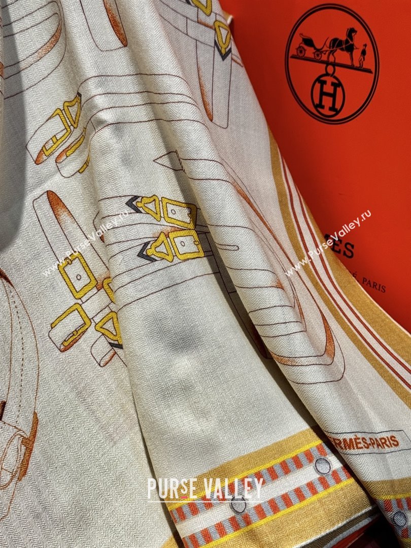 Hermes Cashmere Silk Shawl 140 Scarf H11209 Beige 2026 (A-26011209)