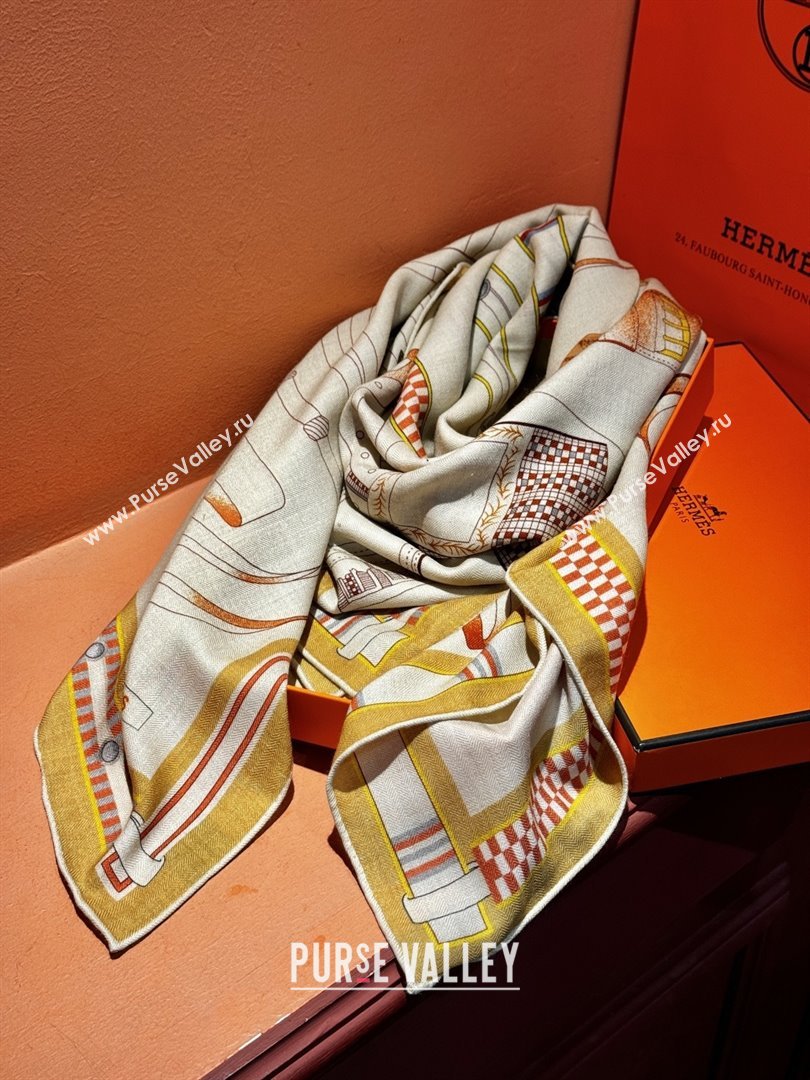 Hermes Cashmere Silk Shawl 140 Scarf H11209 Beige 2026 (A-26011209)