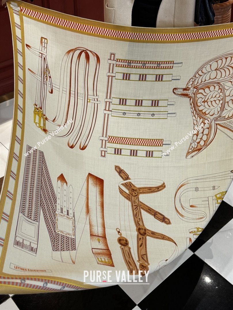 Hermes Cashmere Silk Shawl 140 Scarf H11209 Beige 2026 (A-26011209)