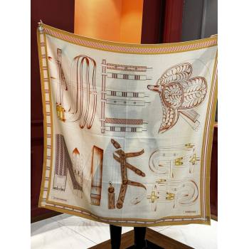 Hermes Cashmere Silk Shawl 140 Scarf H11209 Beige 2026 (A-26011209)