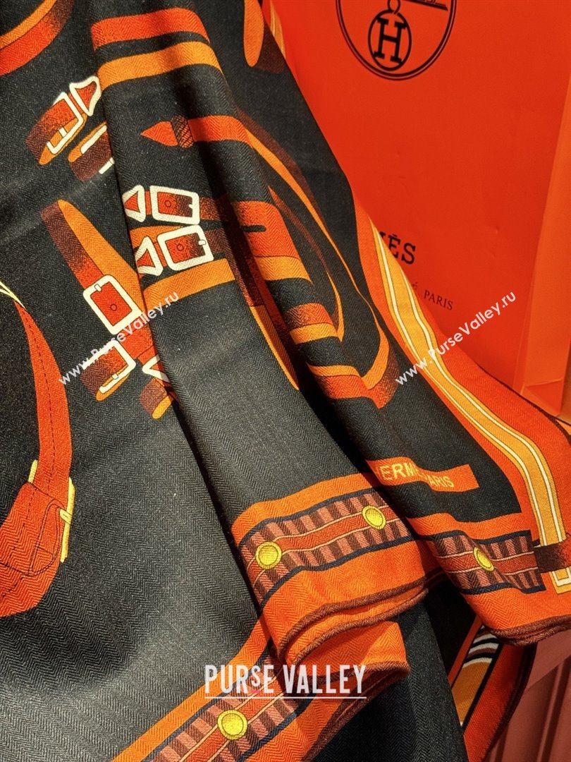 Hermes Cashmere Silk Shawl 140 Scarf H11210 Black 2026 (A-26011210)