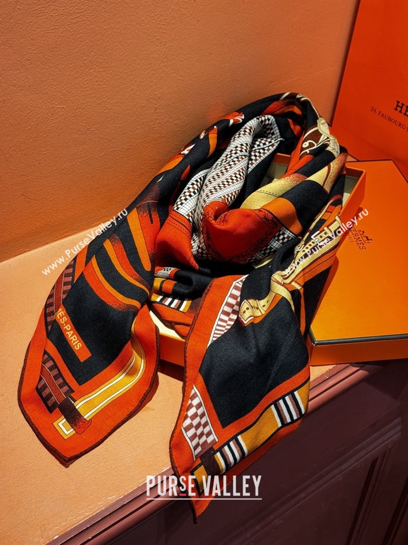 Hermes Cashmere Silk Shawl 140 Scarf H11210 Black 2026 (A-26011210)