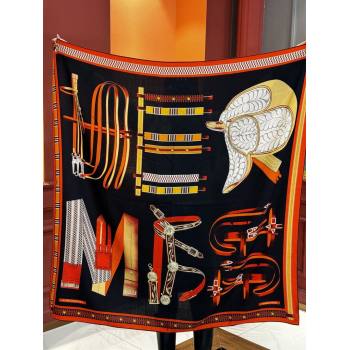 Hermes Cashmere Silk Shawl 140 Scarf H11210 Black 2026 (A-26011210)