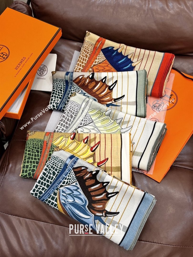 Hermes Cashmere Silk Shawl 140 Scarf H11212 Beige/Orange 2026 (A-26011212)