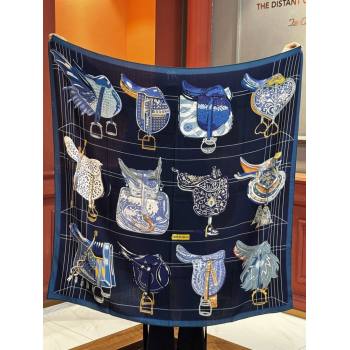 Hermes Cashmere Silk Shawl 140 Scarf H11213 Blue 2026 (A-26011213)