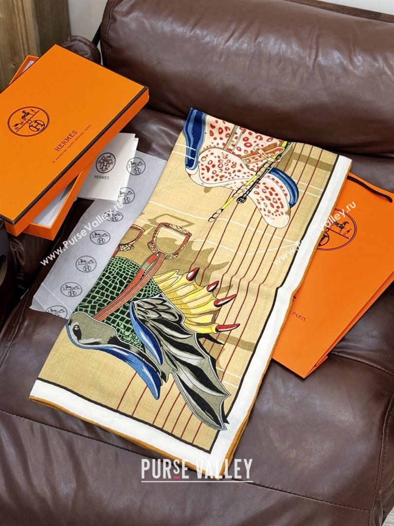 Hermes Cashmere Silk Shawl 140 Scarf H11214 Light Brown 2026 (A-26011214)