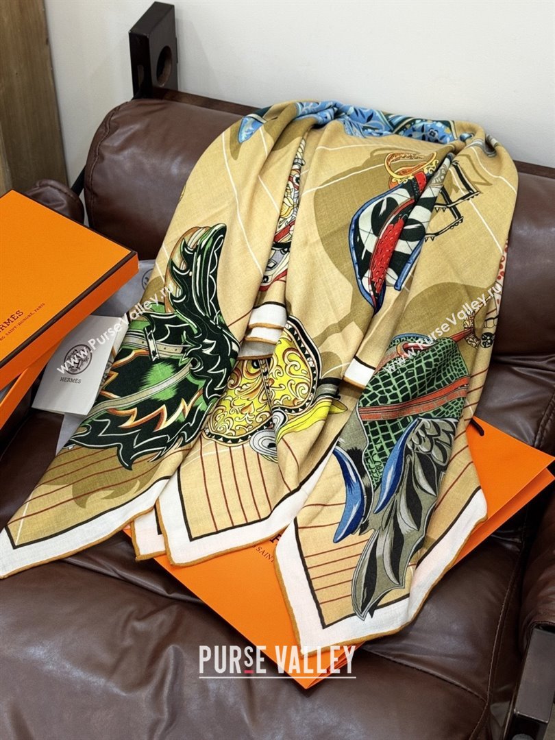 Hermes Cashmere Silk Shawl 140 Scarf H11214 Light Brown 2026 (A-26011214)