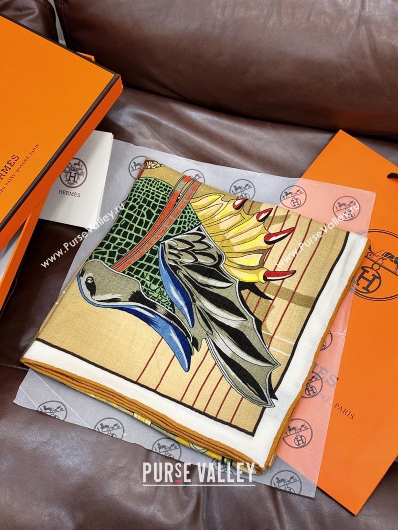 Hermes Cashmere Silk Shawl 140 Scarf H11214 Light Brown 2026 (A-26011214)