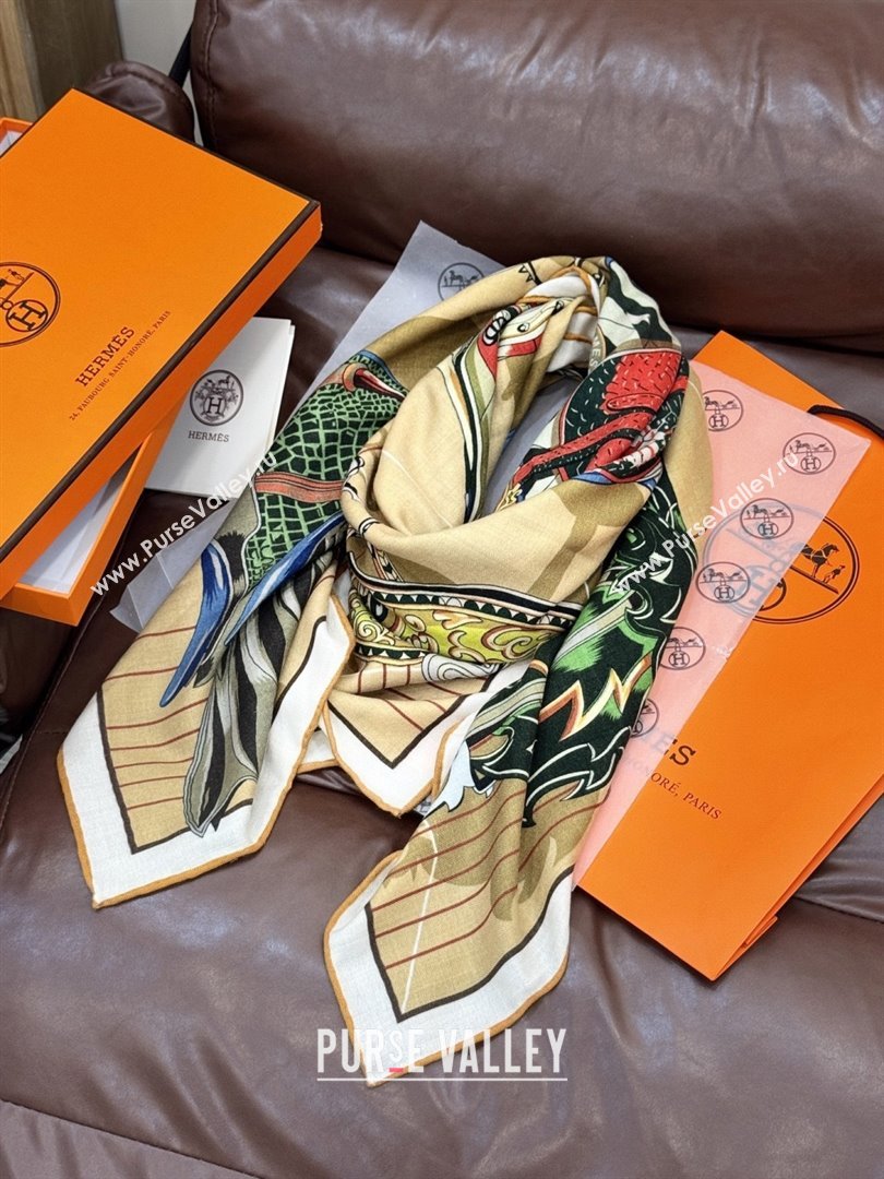 Hermes Cashmere Silk Shawl 140 Scarf H11214 Light Brown 2026 (A-26011214)