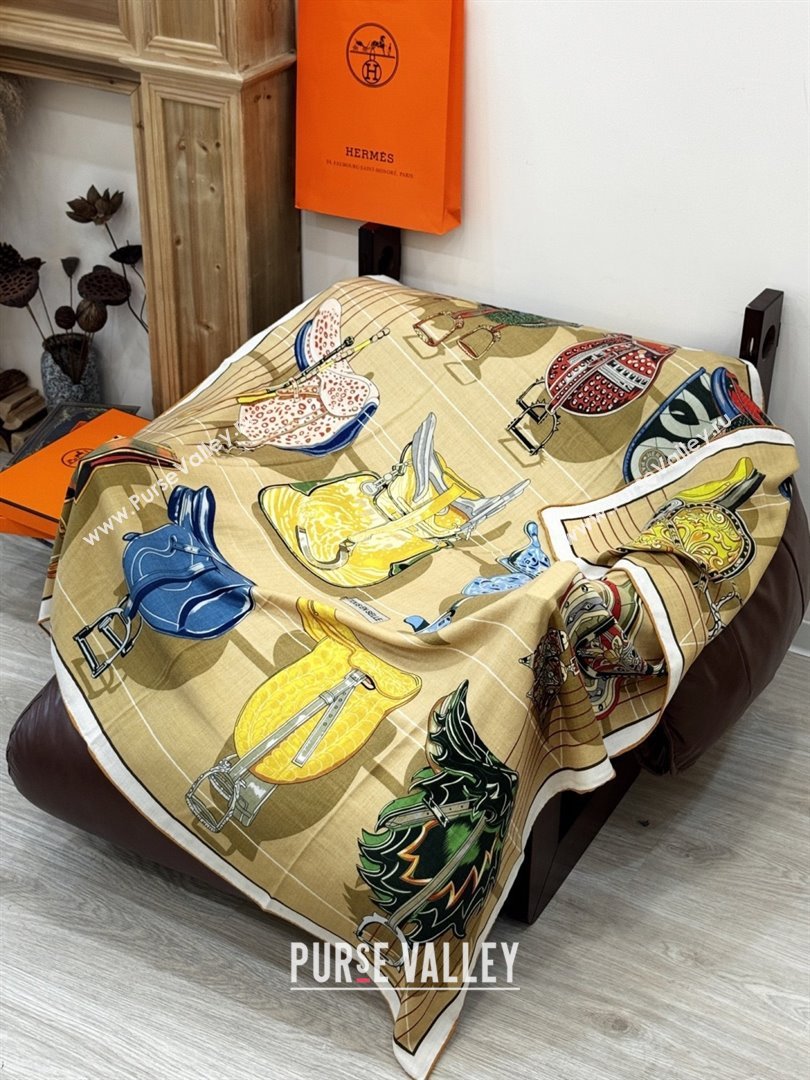 Hermes Cashmere Silk Shawl 140 Scarf H11214 Light Brown 2026 (A-26011214)