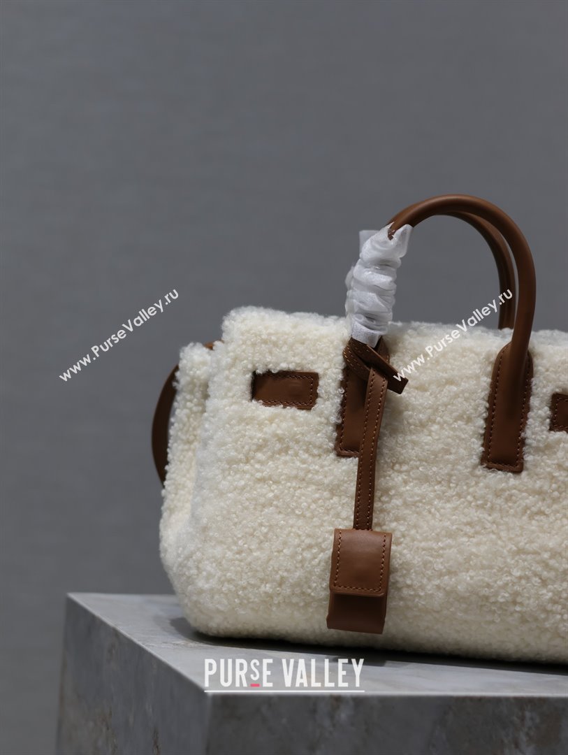 Saint Laurent Sac De Jour Nano Tote bag in Shearling Calfskin 717439 Brown 2026 (YY-26011312)