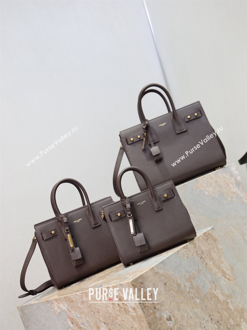 Saint Laurent Sac De Jour Small Tote bag in Grained Leather 378299 Coffee 2026 (YY-26011307)