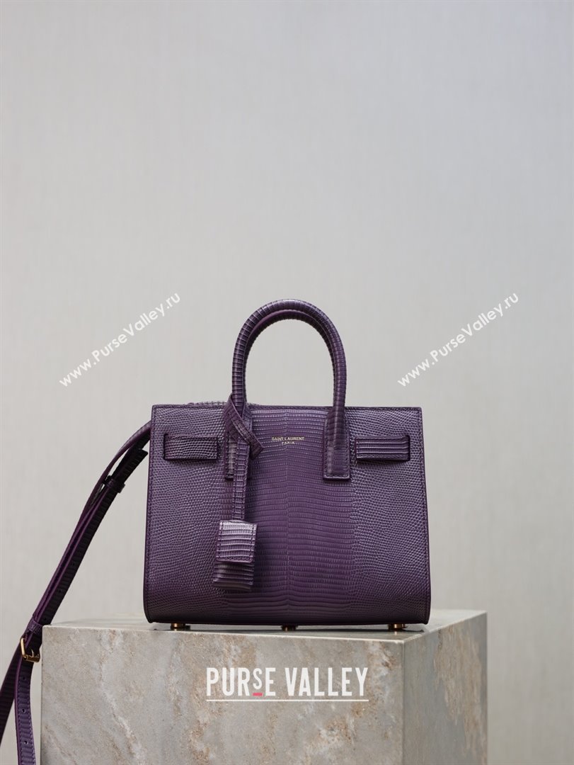 Saint Laurent Sac De Jour Nano Tote bag in Lizard Calfskin 717440 Purple 2026 (YY-26011308)