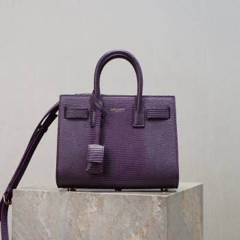 Saint Laurent Sac De Jour Nano Tote bag in Lizard Calfskin 717440 Purple 2026 (YY-26011308)