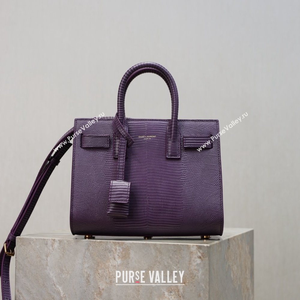 Saint Laurent Sac De Jour Nano Tote bag in Lizard Calfskin 717440 Purple 2026 (YY-26011308)