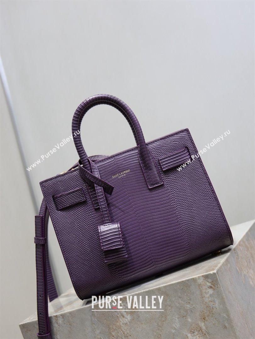 Saint Laurent Sac De Jour Nano Tote bag in Lizard Calfskin 717440 Purple 2026 (YY-26011308)