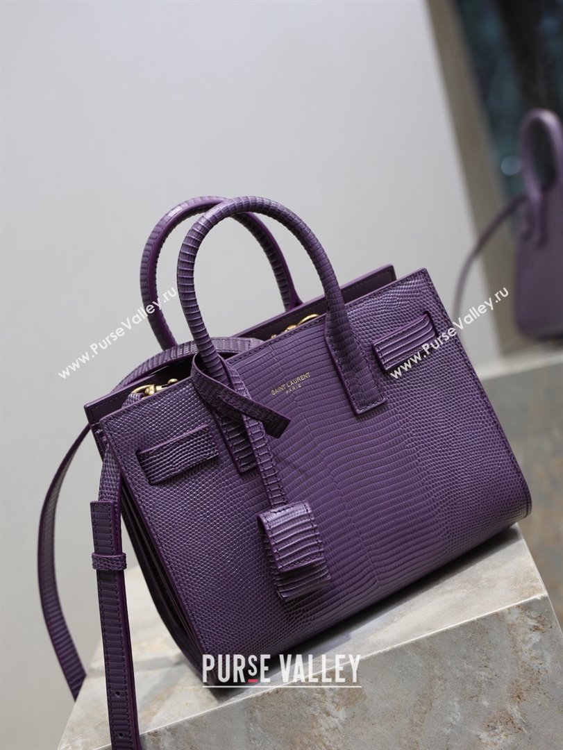 Saint Laurent Sac De Jour Nano Tote bag in Lizard Calfskin 717440 Purple 2026 (YY-26011308)