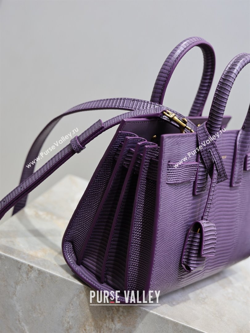Saint Laurent Sac De Jour Nano Tote bag in Lizard Calfskin 717440 Purple 2026 (YY-26011308)