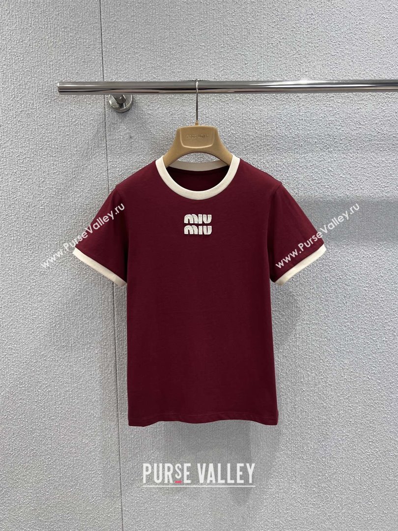 Miu Miu Cotton T-shirt M011414 Deep Red 2026 (Q-26011414)