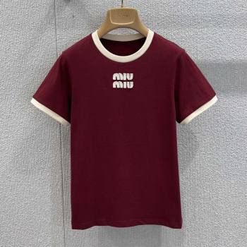 Miu Miu Cotton T-shirt M011414 Deep Red 2026 (Q-26011414)