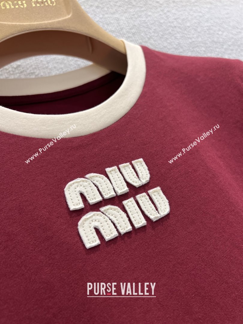 Miu Miu Cotton T-shirt M011414 Deep Red 2026 (Q-26011414)