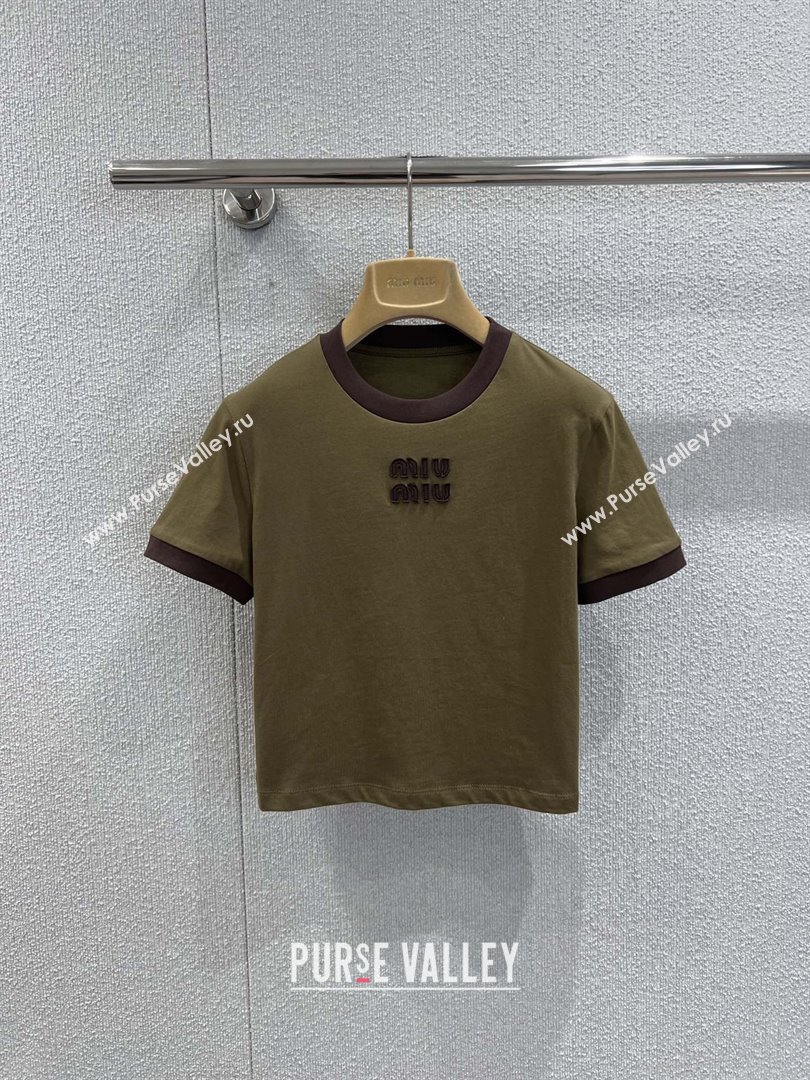 Miu Miu Cotton T-shirt M011415 Army Green 2026 (Q-26011415)