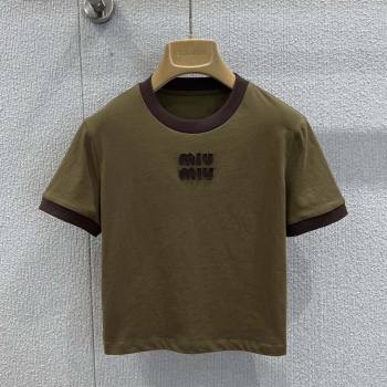 Miu Miu Cotton T-shirt M011415 Army Green 2026 (Q-26011415)