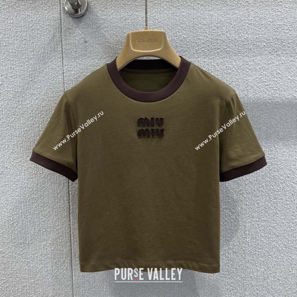 Miu Miu Cotton T-shirt M011415 Army Green 2026 (Q-26011415)