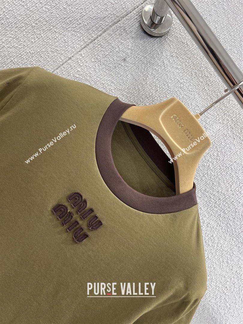 Miu Miu Cotton T-shirt M011415 Army Green 2026 (Q-26011415)