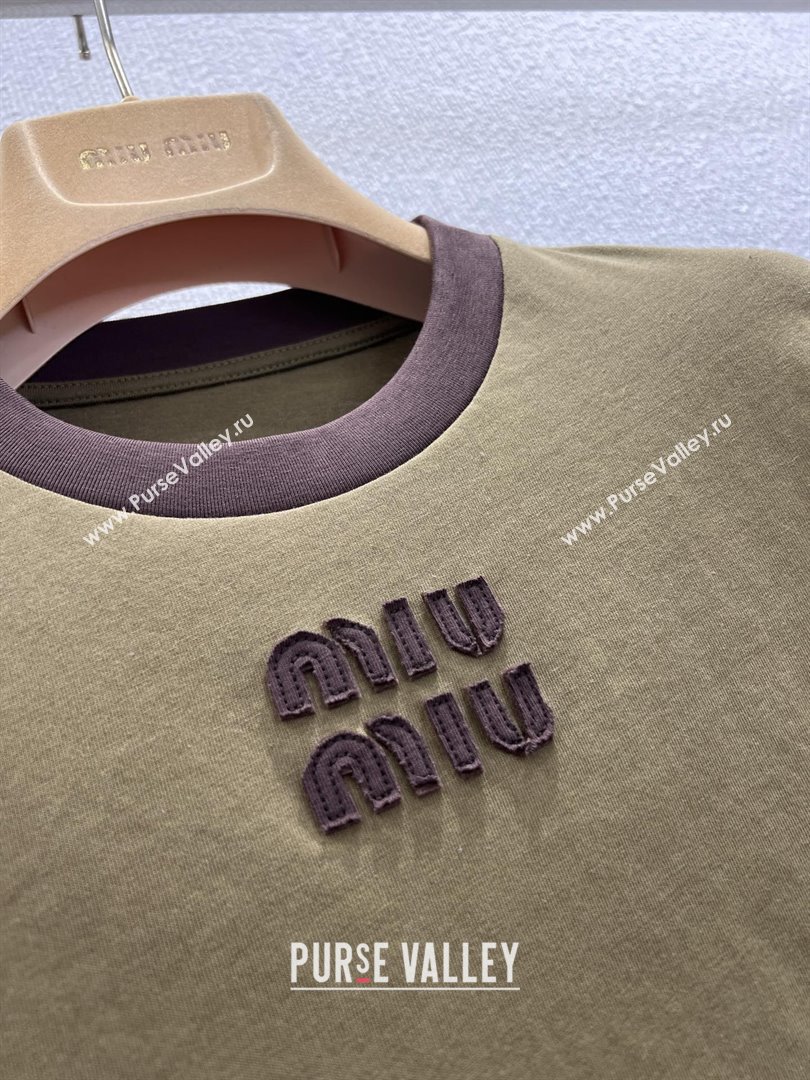 Miu Miu Cotton T-shirt M011415 Army Green 2026 (Q-26011415)