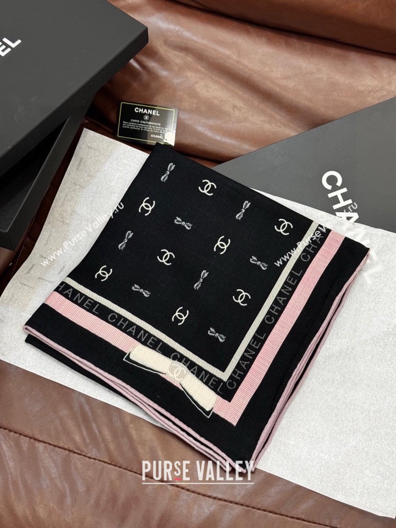 Chanel Cashmere Silk Square Scarf CH011602 Black 2026 (A-26011602)