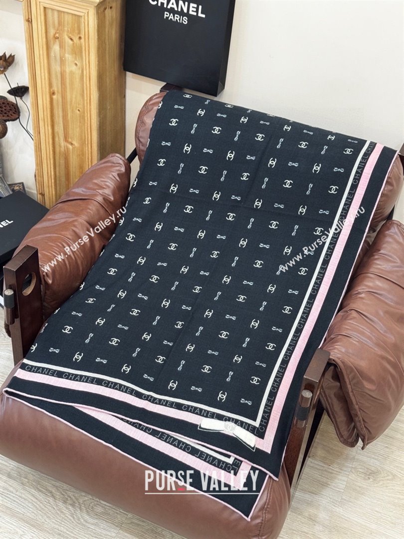 Chanel Cashmere Silk Square Scarf CH011602 Black 2026 (A-26011602)