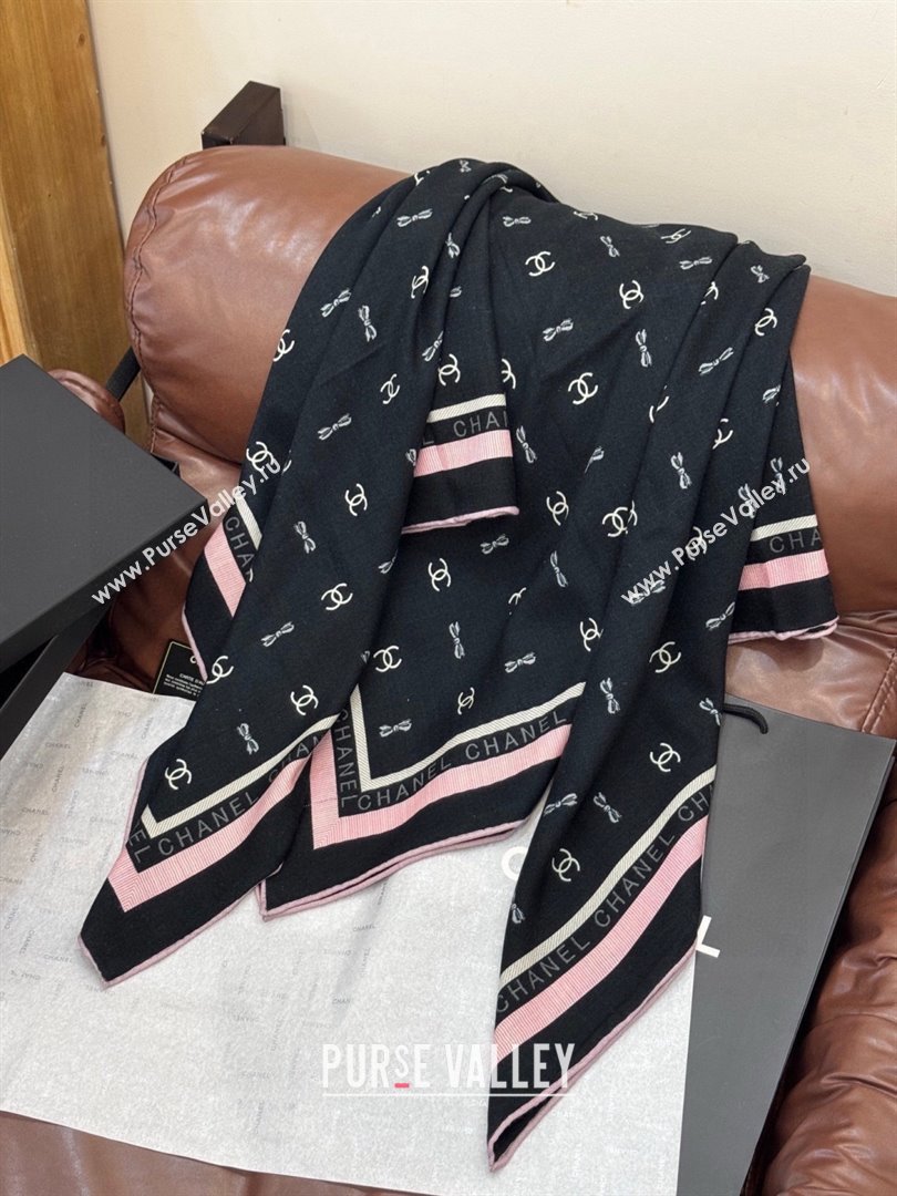 Chanel Cashmere Silk Square Scarf CH011602 Black 2026 (A-26011602)