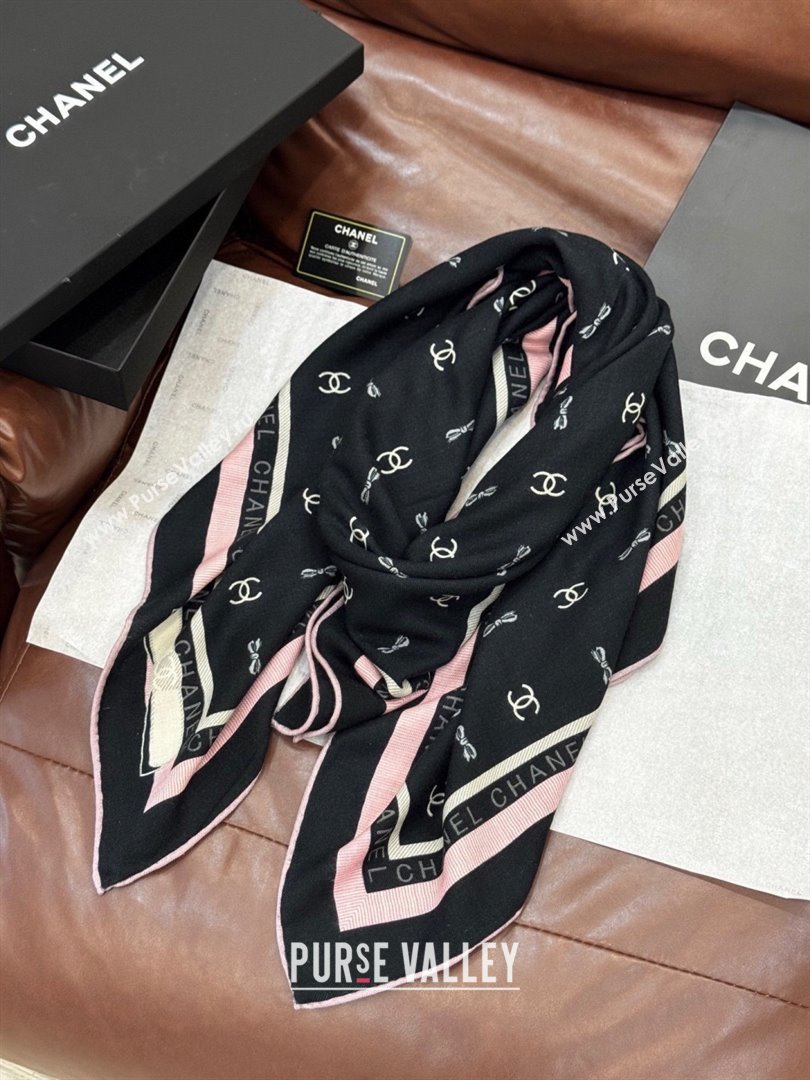 Chanel Cashmere Silk Square Scarf CH011602 Black 2026 (A-26011602)