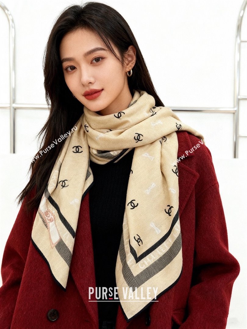 Chanel Cashmere Silk Square Scarf CH011601 Beige 2026 (A-26011601)