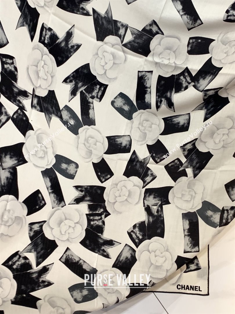 Chanel Camellia Cashmere Silk Square Scarf CH011604 White 2026 (A-26011604)