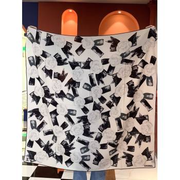 Chanel Camellia Cashmere Silk Square Scarf CH011604 White 2026 (A-26011604)