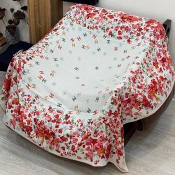 Chanel Cashmere Silk Square Scarf CH011605 White/Red 2026 (A-26011605)