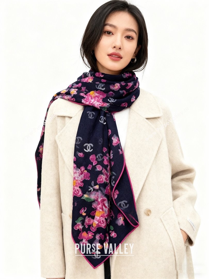 Chanel Cashmere Silk Square Scarf CH011606 Blue 2026 (A-26011606)
