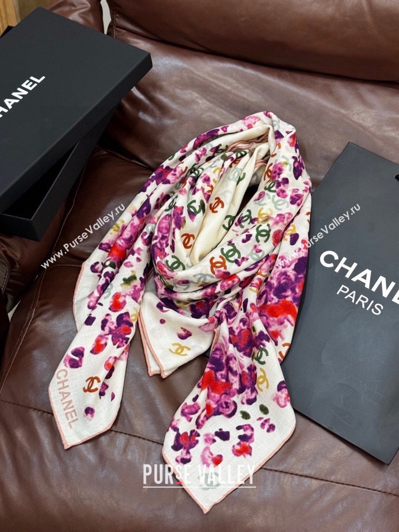 Chanel Cashmere Silk Square Scarf CH011607 White 2026 (A-26011607)