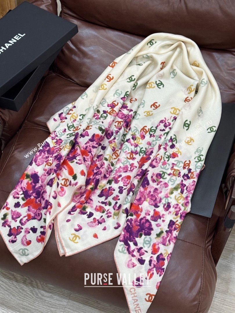 Chanel Cashmere Silk Square Scarf CH011607 White 2026 (A-26011607)