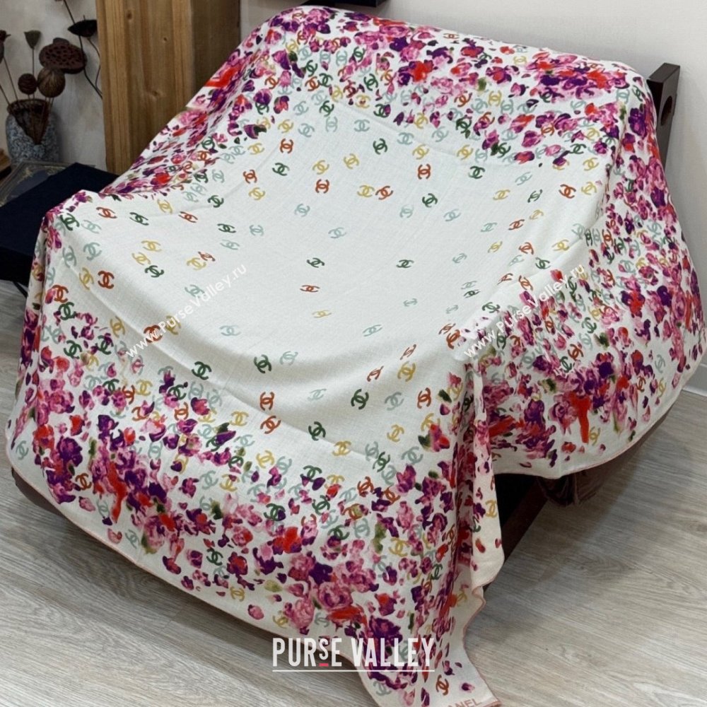 Chanel Cashmere Silk Square Scarf CH011607 White 2026 (A-26011607)