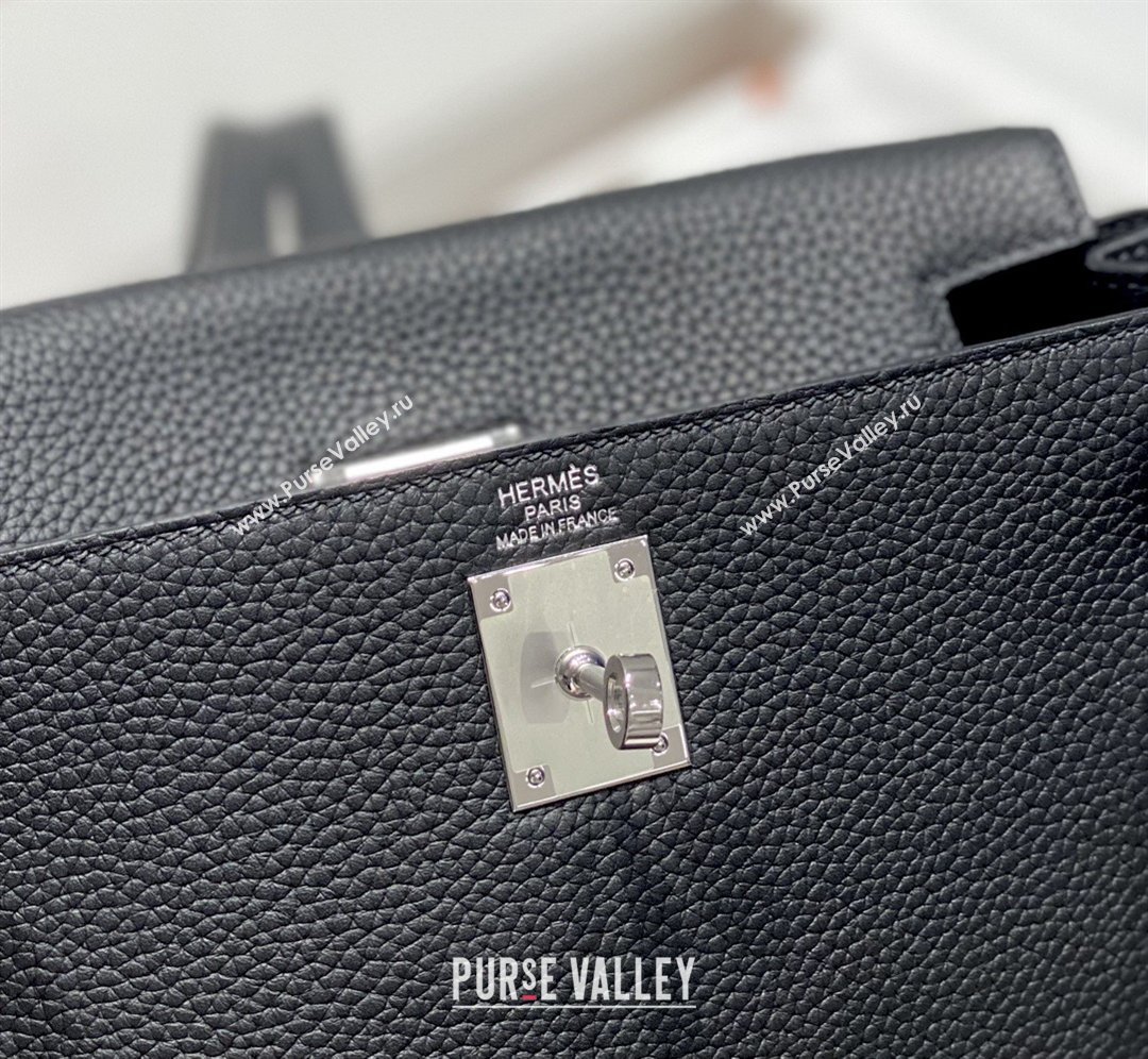 Hermes Kelly Ado Backpack 22cm in Togo Leather Black/Silver 2026(Half Handmade) (XX-26012102)