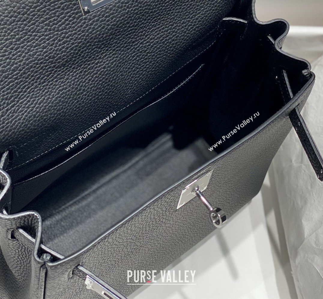 Hermes Kelly Ado Backpack 22cm in Togo Leather Black/Silver 2026(Half Handmade) (XX-26012102)