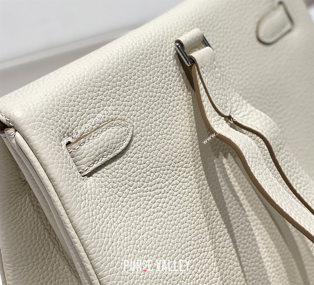 Hermes Kelly Ado Backpack 22cm in Togo Leather Cream White/Silver 2026(Half Handmade) (XX-26012103)