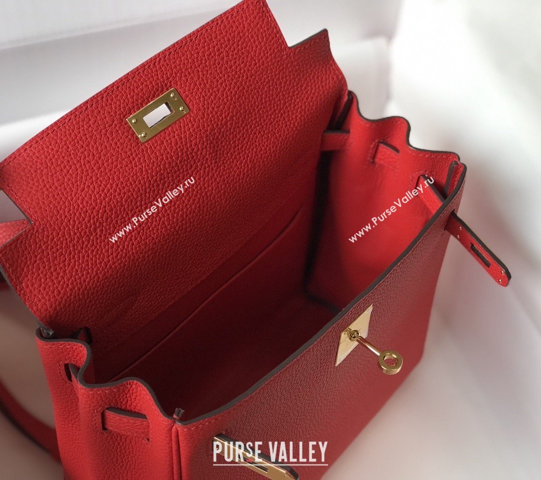 Hermes Kelly Ado Backpack 22cm in Togo Leather Red/Gold 2026(Half Handmade) (XX-26012104)
