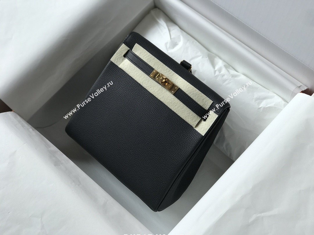 Hermes Kelly Ado Backpack 22cm in Togo Leather Black/Gold 2026(Half Handmade) (XX-26012105)